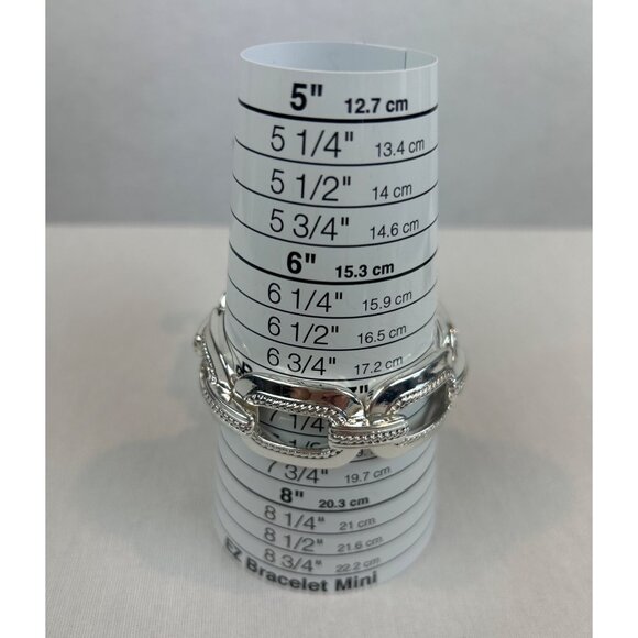 Napier Silver Tone Hinged Bracelet Textured Chunky Links Jewelry Stretch - Picture 7 of 8